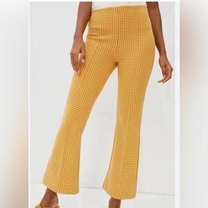 Anthropologie Marve Mollie Women Flare Yellow Checkered Pants Size Large